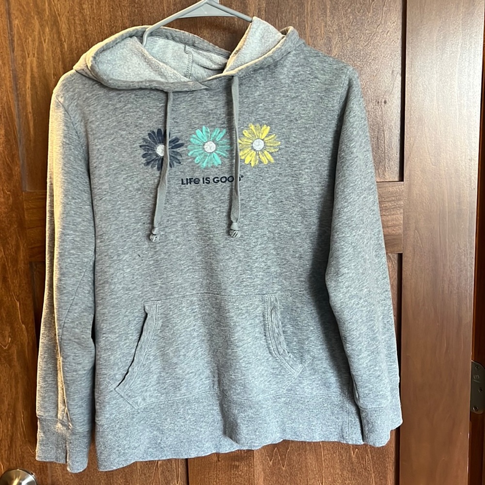 Life Is Good Hoodie, Medium Grey.